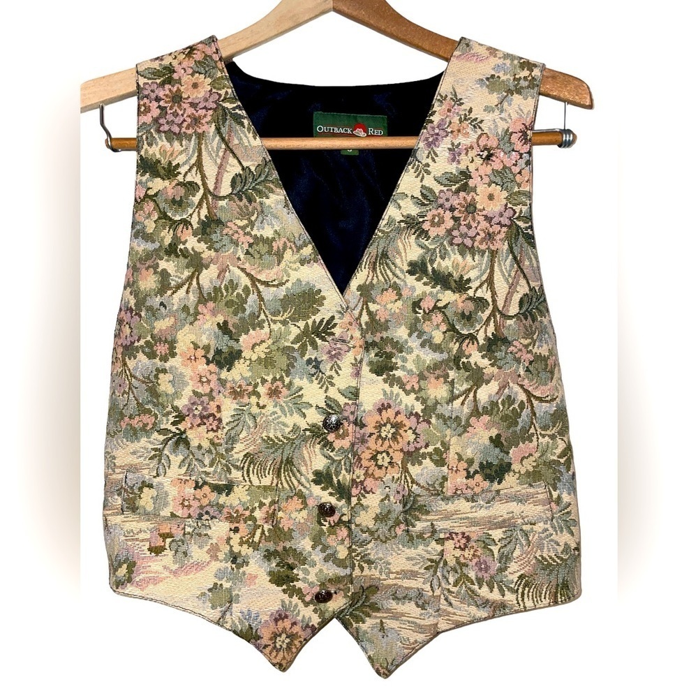 Vintage, Outback Red, Floral Vest, Size S
